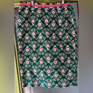 Boden Green Floral Pencil Skirt Size 8L